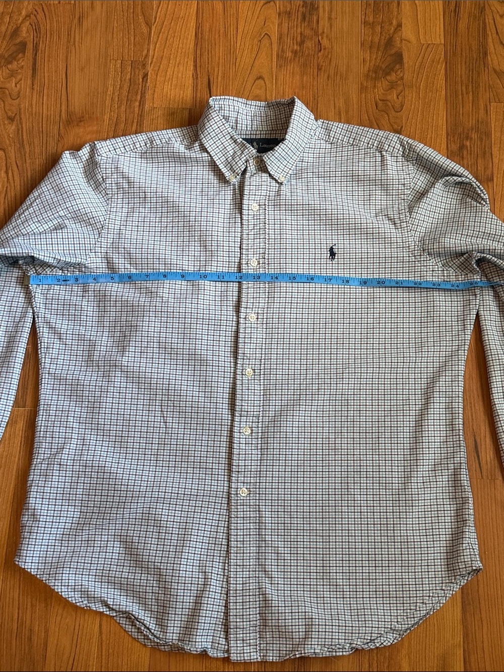 Ralph Lauren Light Blue and Navy Micro-Check Button-Down Shirt - Picture 7 of 14